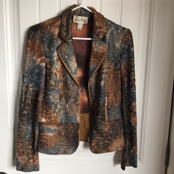 Fabulous vintage Joseph Ribkoff fitted metallic sheen zipped light jacket - Picture 7 of 9